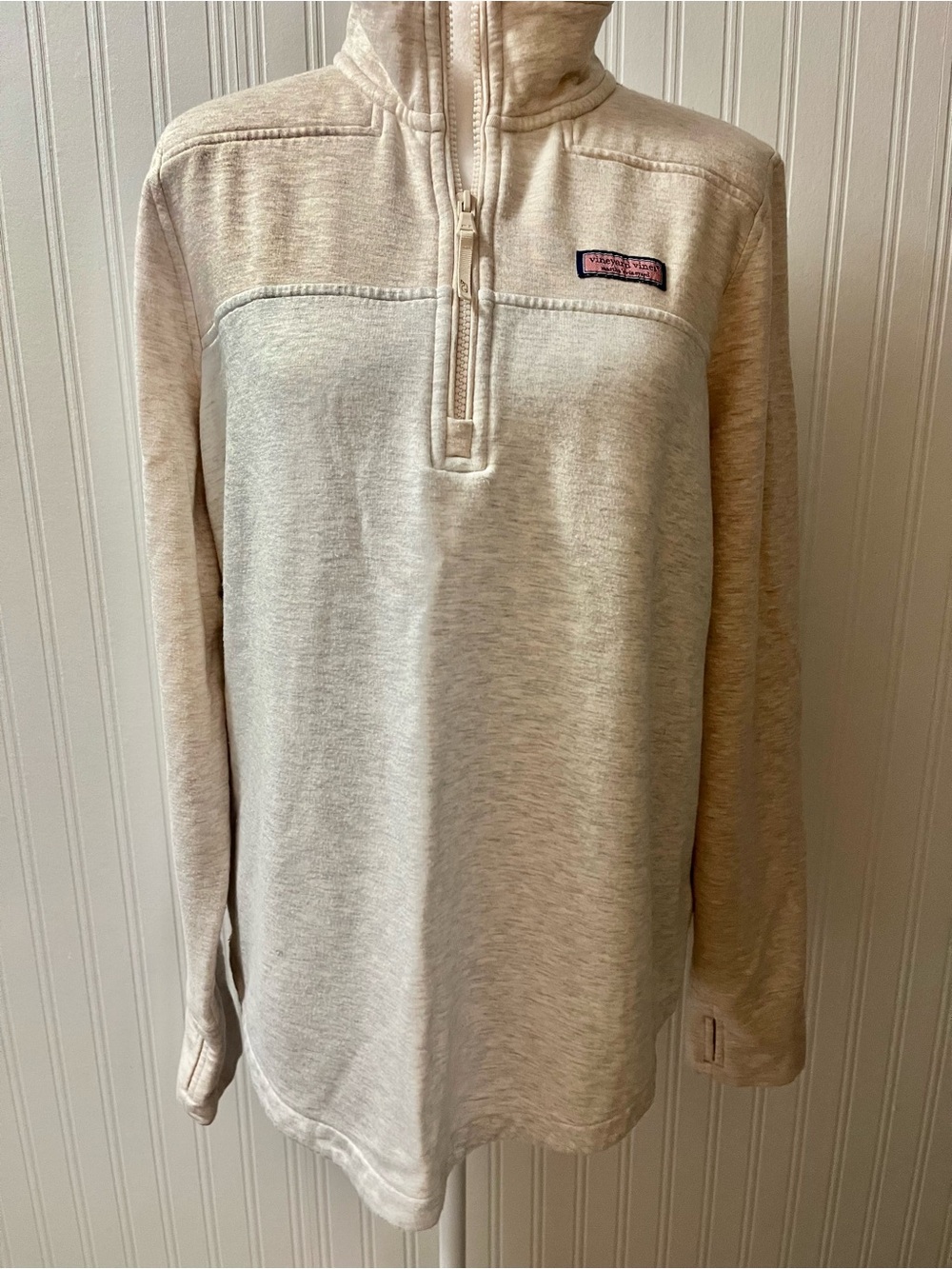 Vineyard Vines Cream Quarter-Zip Pullover Sweatshirt